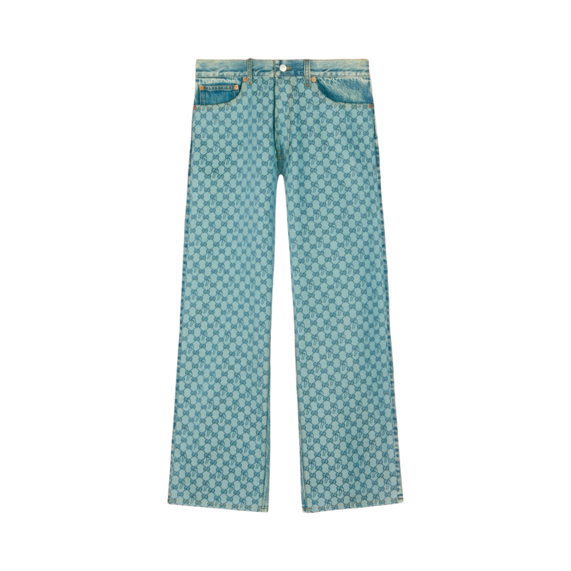 팔라스 x 구찌 GG-P 패턴 배기 진 라이트 블루 데님 - 22FW(Palace x Gucci GG-P Pattern Baggy Jeans Light Blue Denim - 22FW) - 1