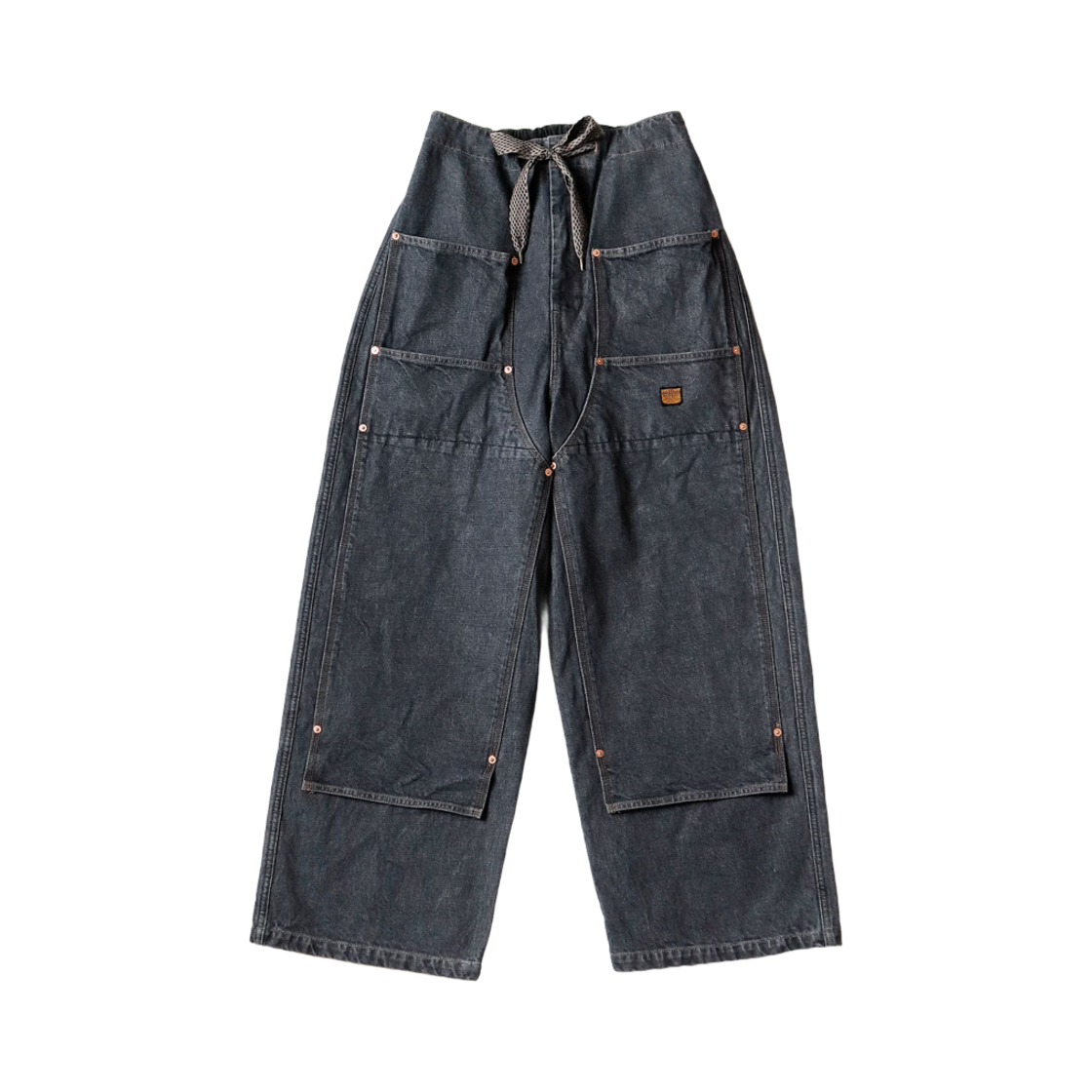 캐피탈 14온즈 데님 더블 니 이지 배기 팬츠 블랙 키나리