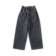 Kapital 14 oz. Denim Double Knee Easy Baggy Pants Black Kinari