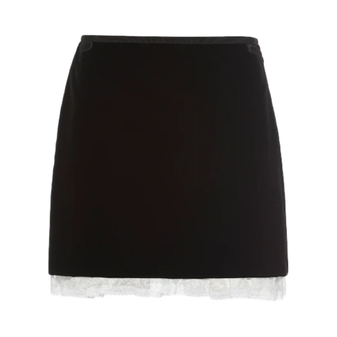 (W) 미우 미우 벨벳 미니 스커트 블랙((W) Miu Miu Velvet Mini Skirt Black) - 1