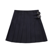 (W) Dunst Buckle Pleats Mini Skirt Solid Navy