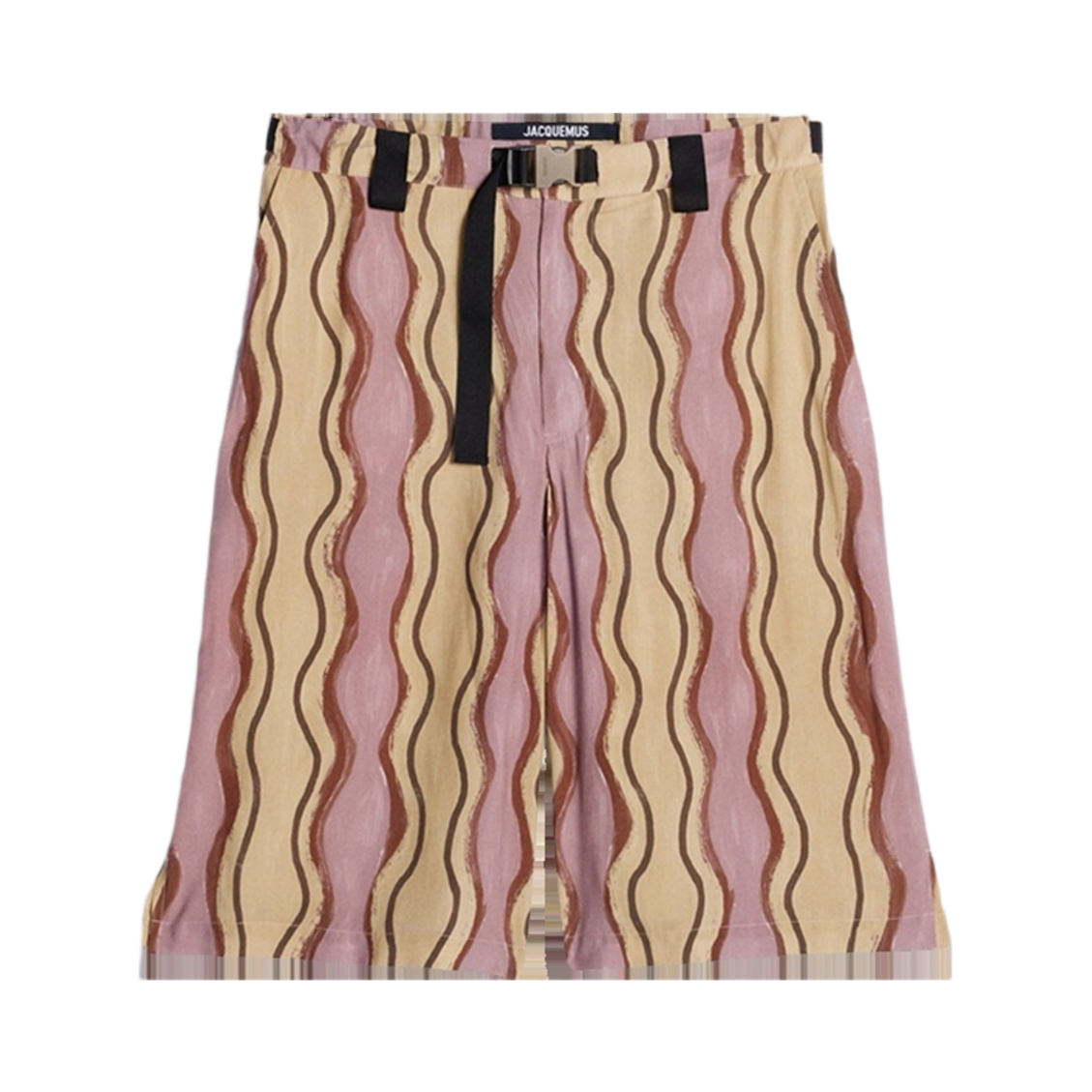 자크뮈스 르 숏 메이오 버클드 쇼츠 프린트 브라운 웨이브 스트라이프(Jacquemus Le Short Meio Buckled Shorts Print Brown Waves Stripe) - 1