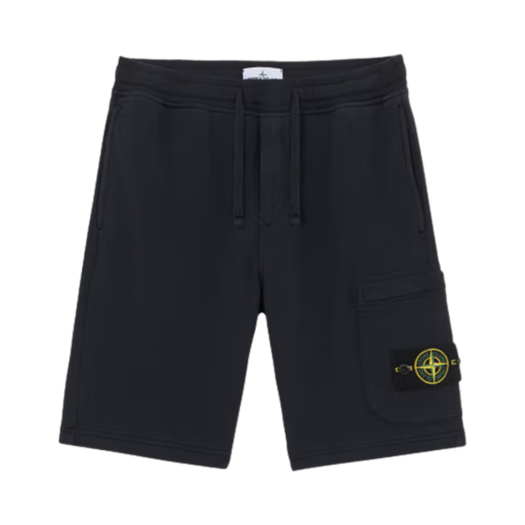 Stone Island 6200012 Organic Cotton Fleece Pocket Details Cargo Bermuda Shorts Navy Blue - 25SS