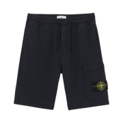 Stone Island 6200012 Organic Cotton Fleece Pocket Details Cargo Bermuda Shorts Navy Blue - 25SS
