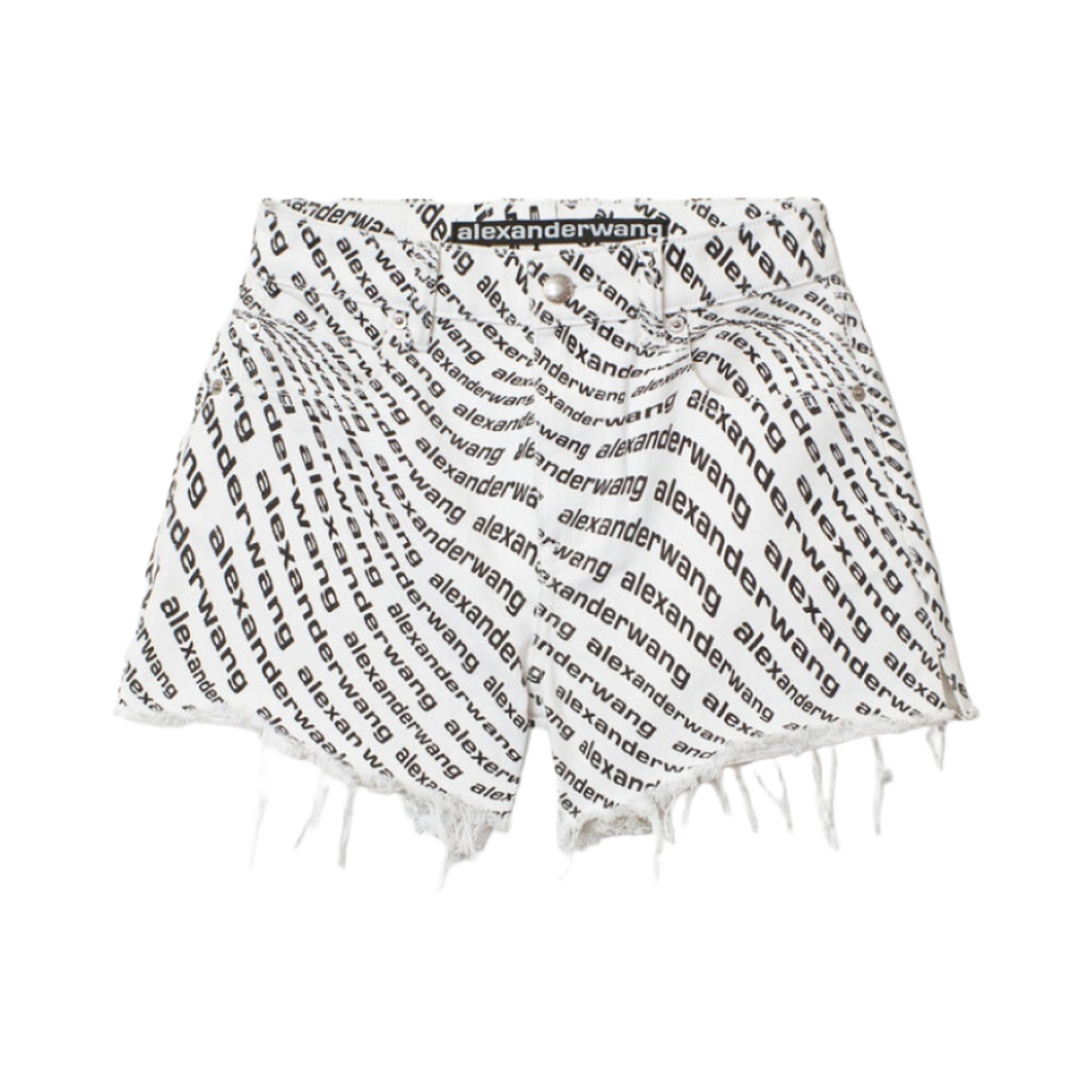 (W) 알렉산더 왕 웨이브 로고 바이트 쇼츠 화이트 블랙((W) Alexander Wang Wave Logo Bite Short White Black)