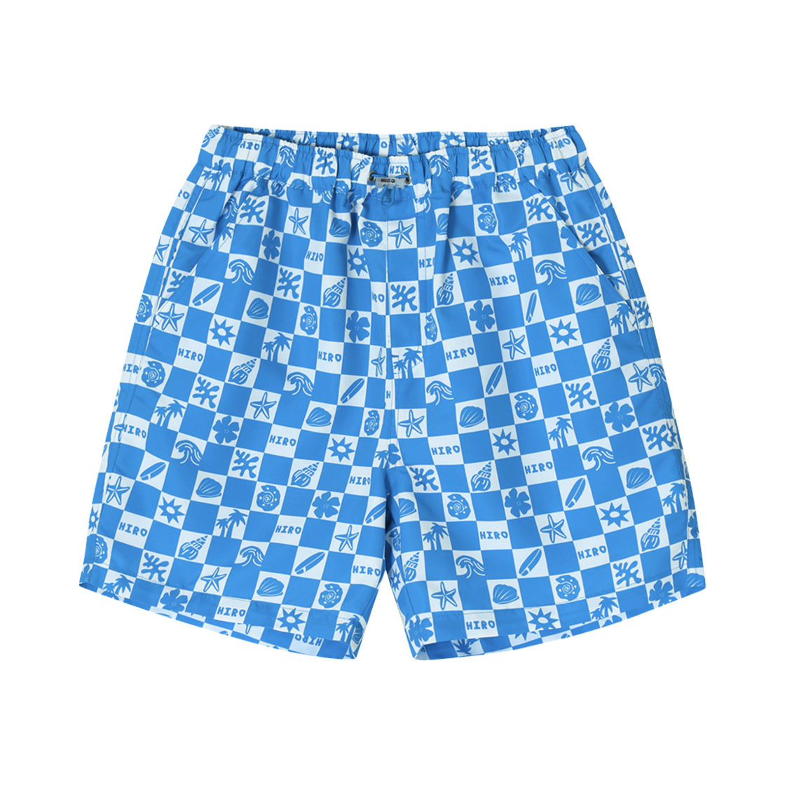 (키즈) 히로 드로잉 체커 쇼츠 블루((Kids) Hiro Drawing Checker Shorts Blue)