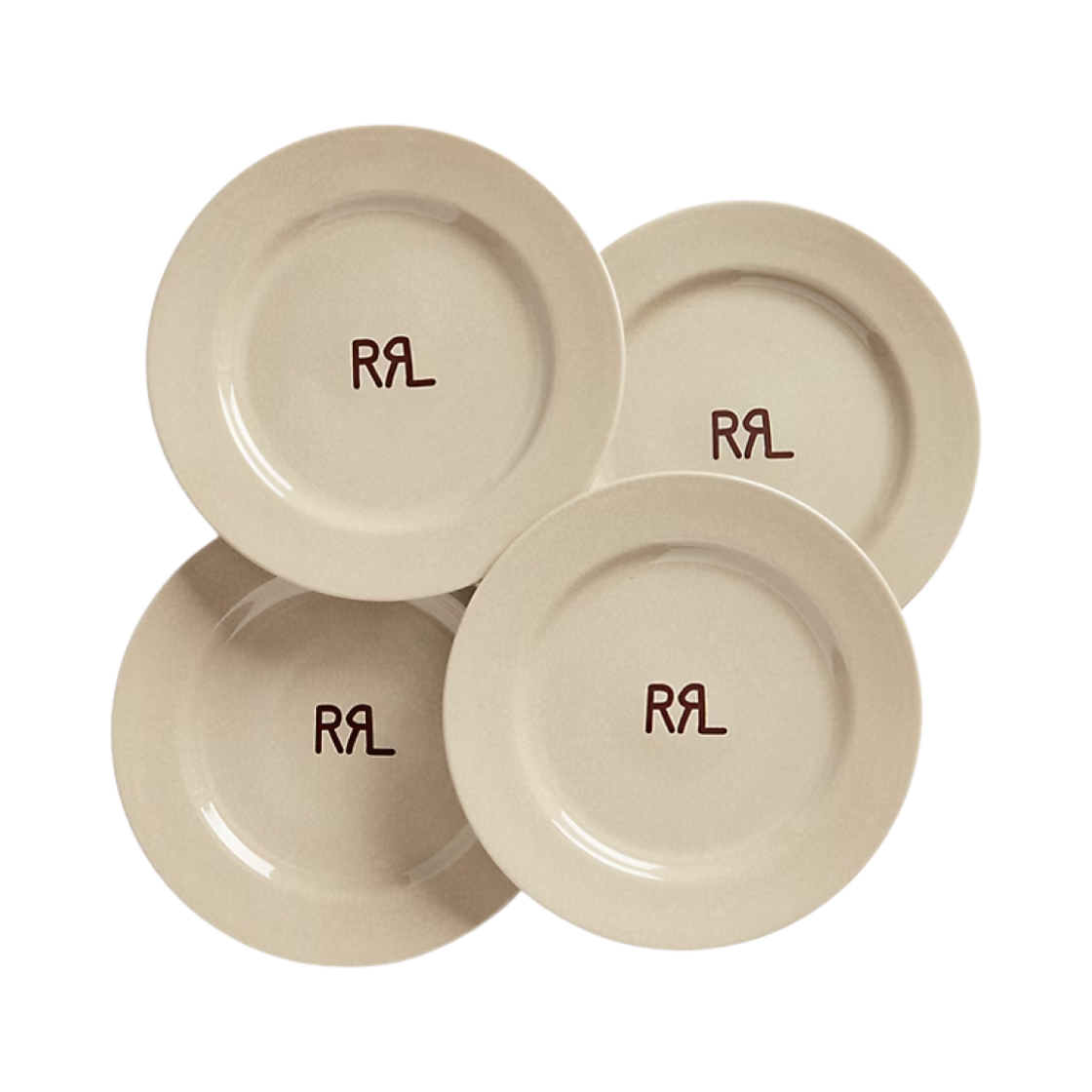 HMRRHSAH3620014100 Double RL Logo Dinner Plate Set Cream Brown