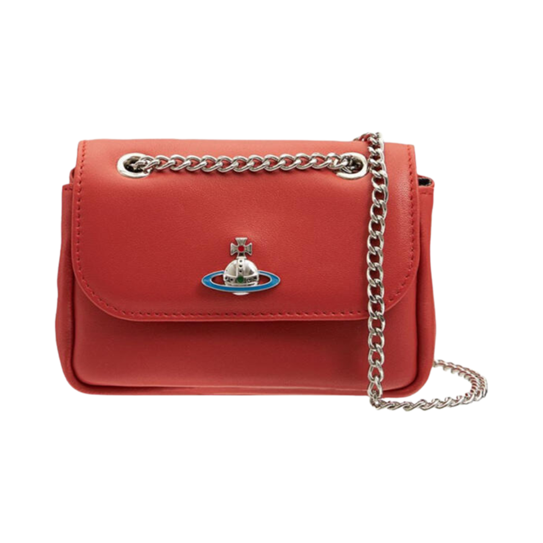 52020005-L001L-H406 Vivienne Westwood Nappa Leather Small Purse with Chain Red