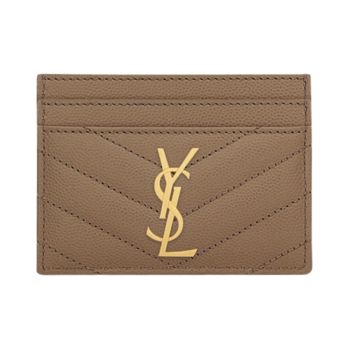 생로랑 그랑 드 뿌드르 엠보스드 레더 카산드라 마틀라세 카드 케이스 토프(Saint Laurent Cassandre Matelasse Card Case in Grain de Poudre Embossed Leather Taupe) - 1