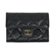 Chanel Classic Card Holder Lambskin & Gold Black