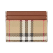 Burberry Vintage Check and Leather Card Case Tan