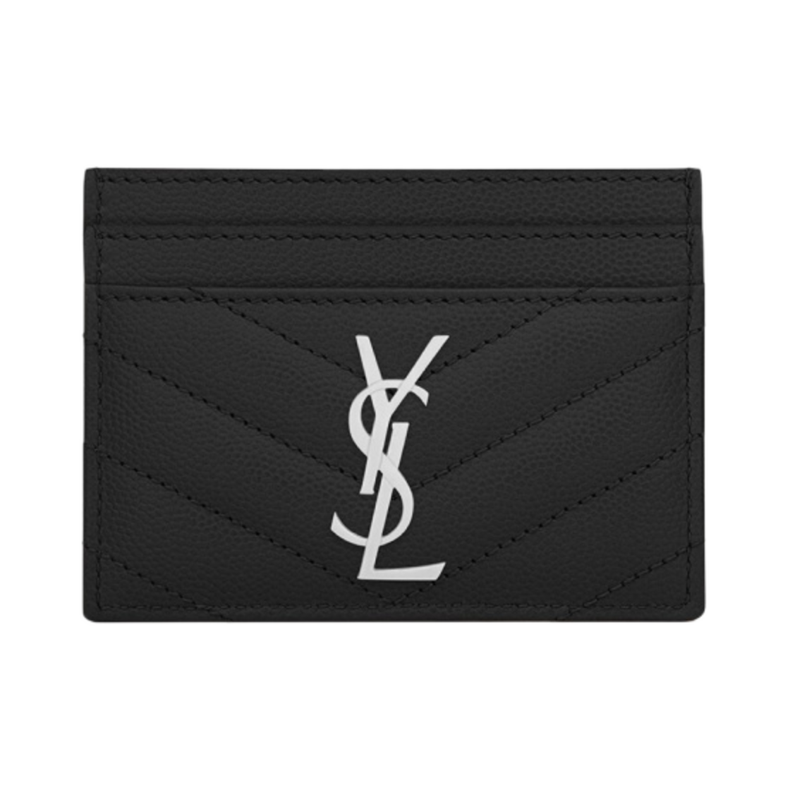 생로랑 그랑 드 뿌드르 텍스쳐드 마틀라세 레더 카산드라 마틀라세 카드 케이스 블랙(Saint Laurent Cassandre Matelasse Card Case in Grain De Poudre Embossed Leather Black)
