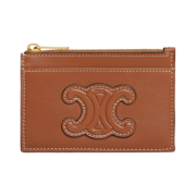Celine Zipped Card Holder in Smooth Lambskin Tan