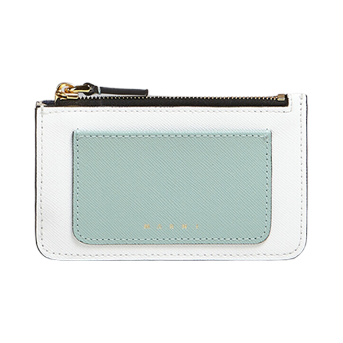 마르니 사피아노 레더 카드 케이스 라이트 그린 화이트(Marni Saffiano Leather Card Case Light Green White)
