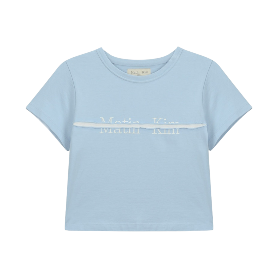 (W) 마뗑킴 커티드 로고 크롭탑 스카이((W) Matin Kim Cutted Logo Crop Top Sky) - 1