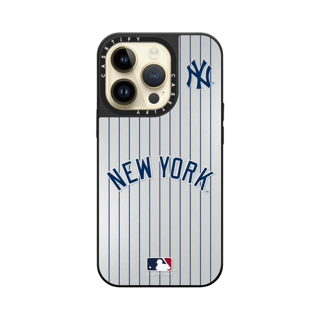 케이스티파이 x MLB 아이폰 뉴욕 양키스 저지 맥세이프 미러 케이스 실버 미러 블랙(Casetify x MLB iPhone New York Yankees Jersey MagSafe Mirror Case Silver Mirror Black) - 4