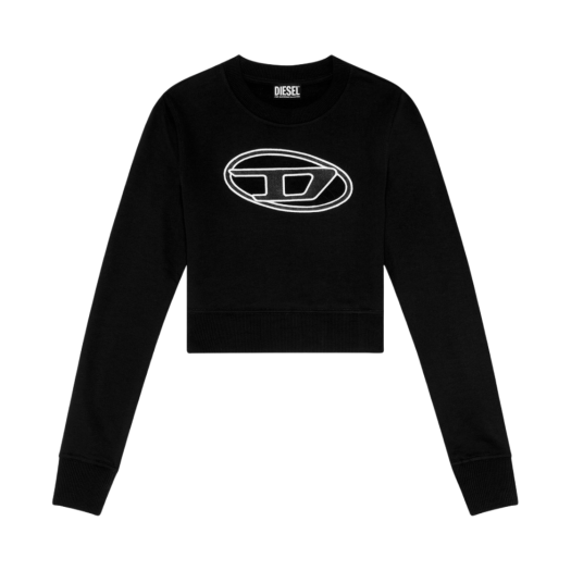 (W) Diesel F-Slimmy-E3 Peekaboo Logo Cropped Sweatshirt Black