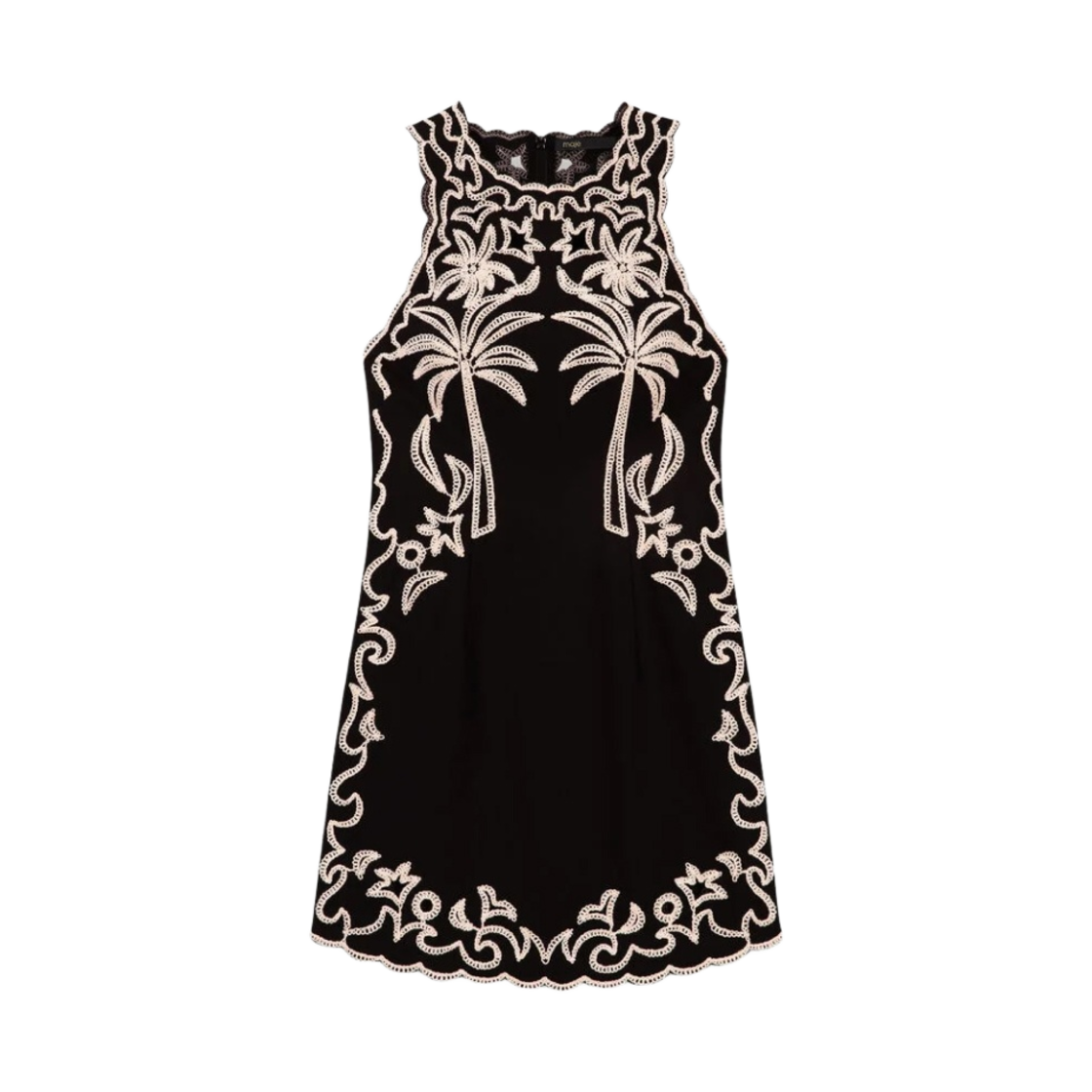 (W) 마쥬 미니 드레스 팜 트리 블랙((W) Maje Mini Dress With Palm Trees Black)