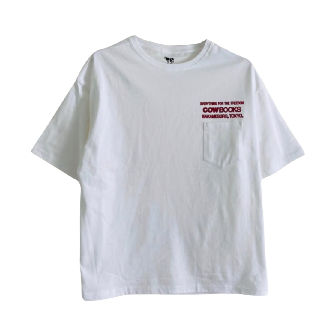 - Cow Books Book Vendor Pocket T-Shirt White Red