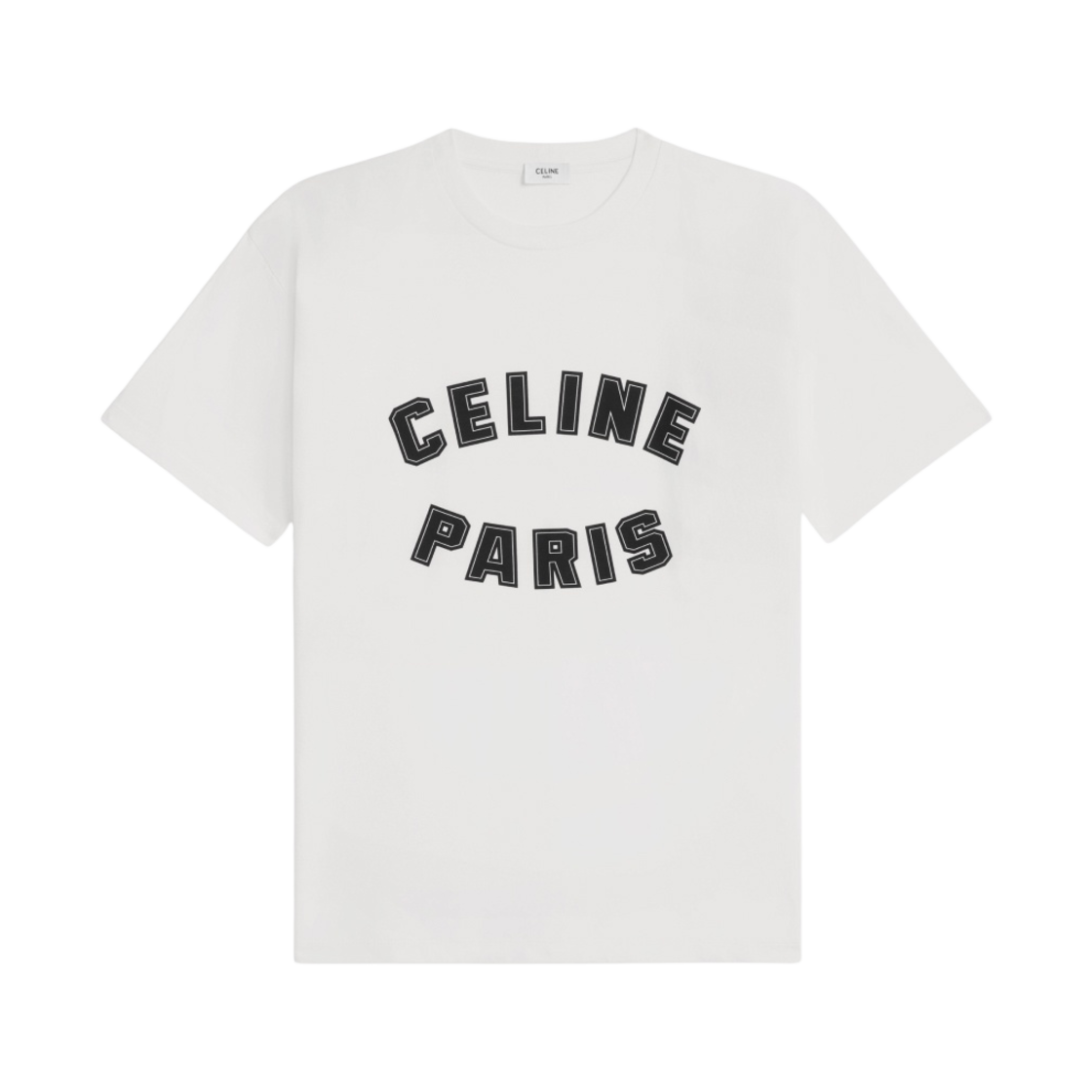 2X84N671Q-01OB Celine Loose Paris T-Shirt in Cotton Jersey Off White