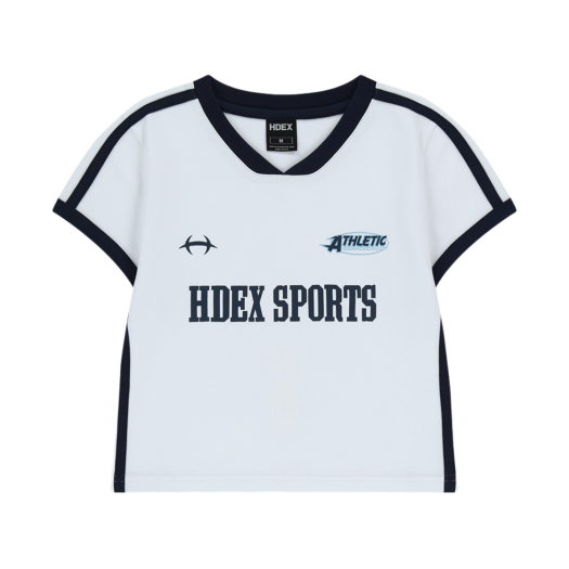 H252WLCTS050WH HDEX Womens Sporty Ringer V-Neck Short Sleeve White