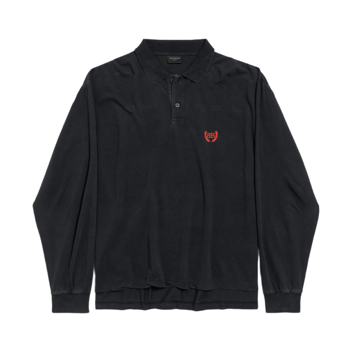 발렌시아가 로렐 클래식 롱슬리브 레귤러 폴로 페이디드 블랙