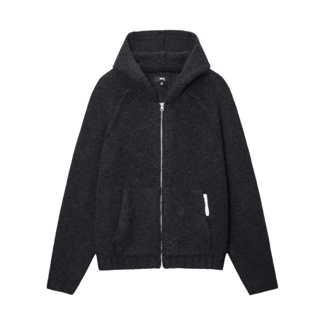 스투시 청키 니트 후드 집업 블랙