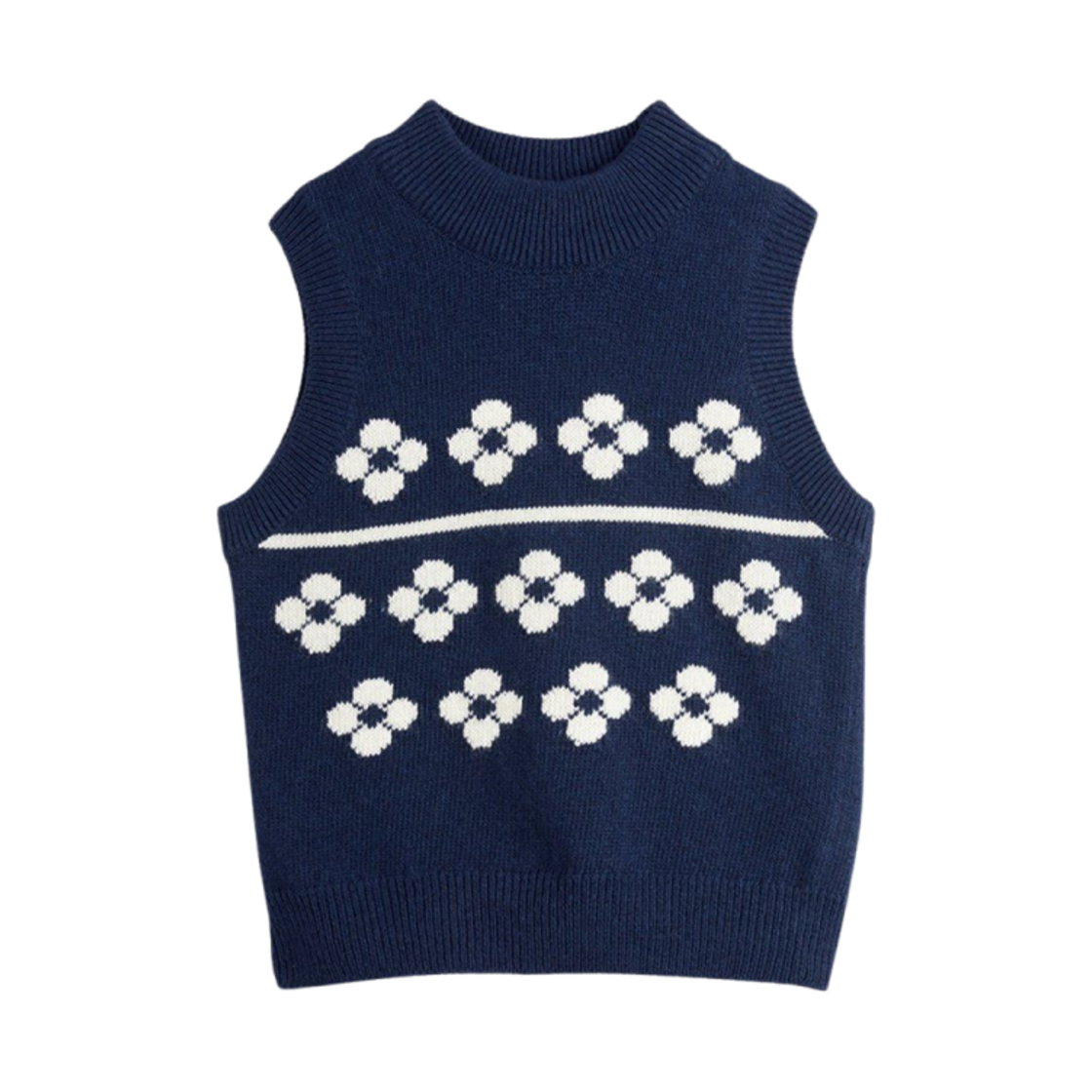 2472010660 (Kids) Mini Rodini Flowers Knitted Wool Vest Blue