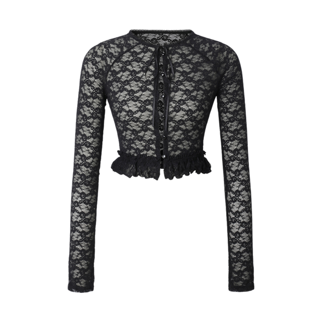 - (W) Threetimes Peony Lace Cardigan Black