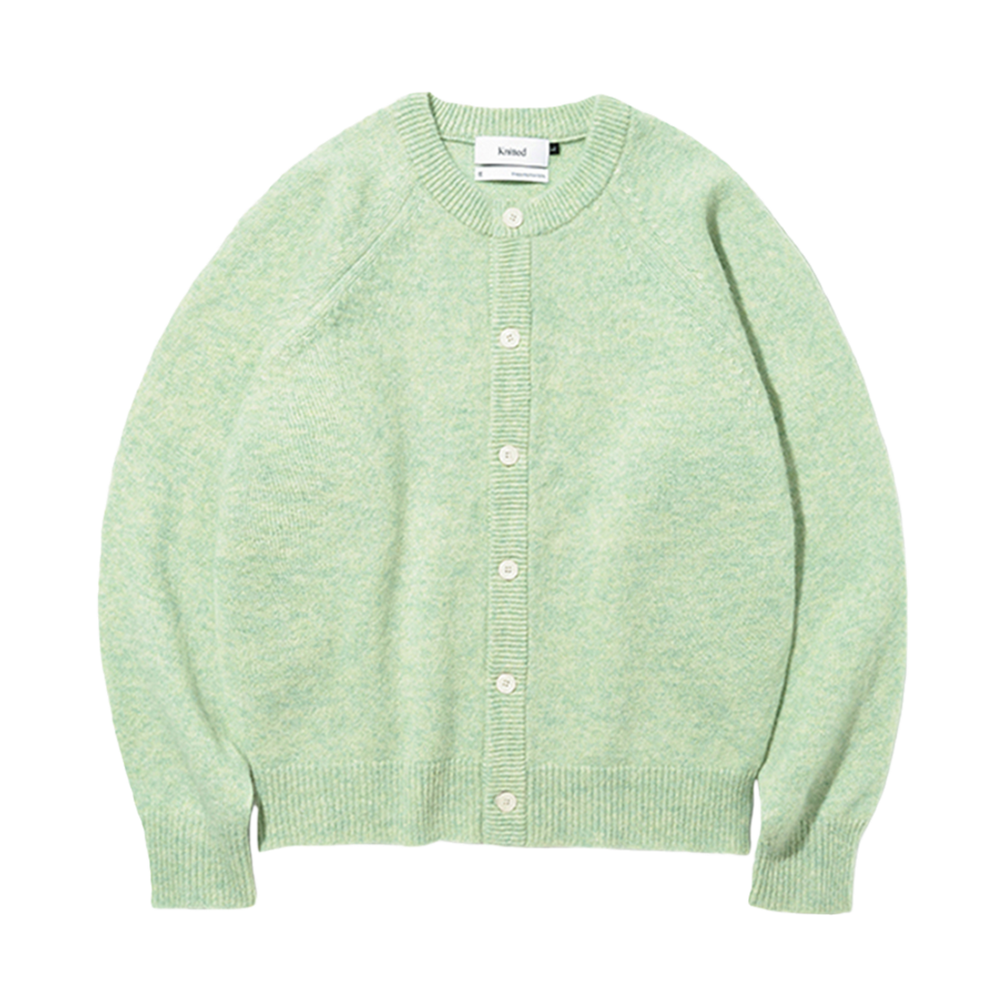 K23AWUCD02MT_copy Knitted Shaggy Dog Wool 100% Round Cardigan Mint