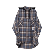 Maison Mihara Yasuhiro Hooded Check Shirt Blue