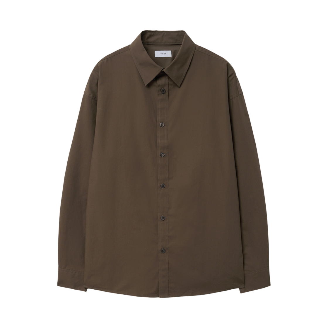 티엔지티 브라운 오버핏 포플린 코튼 셔츠