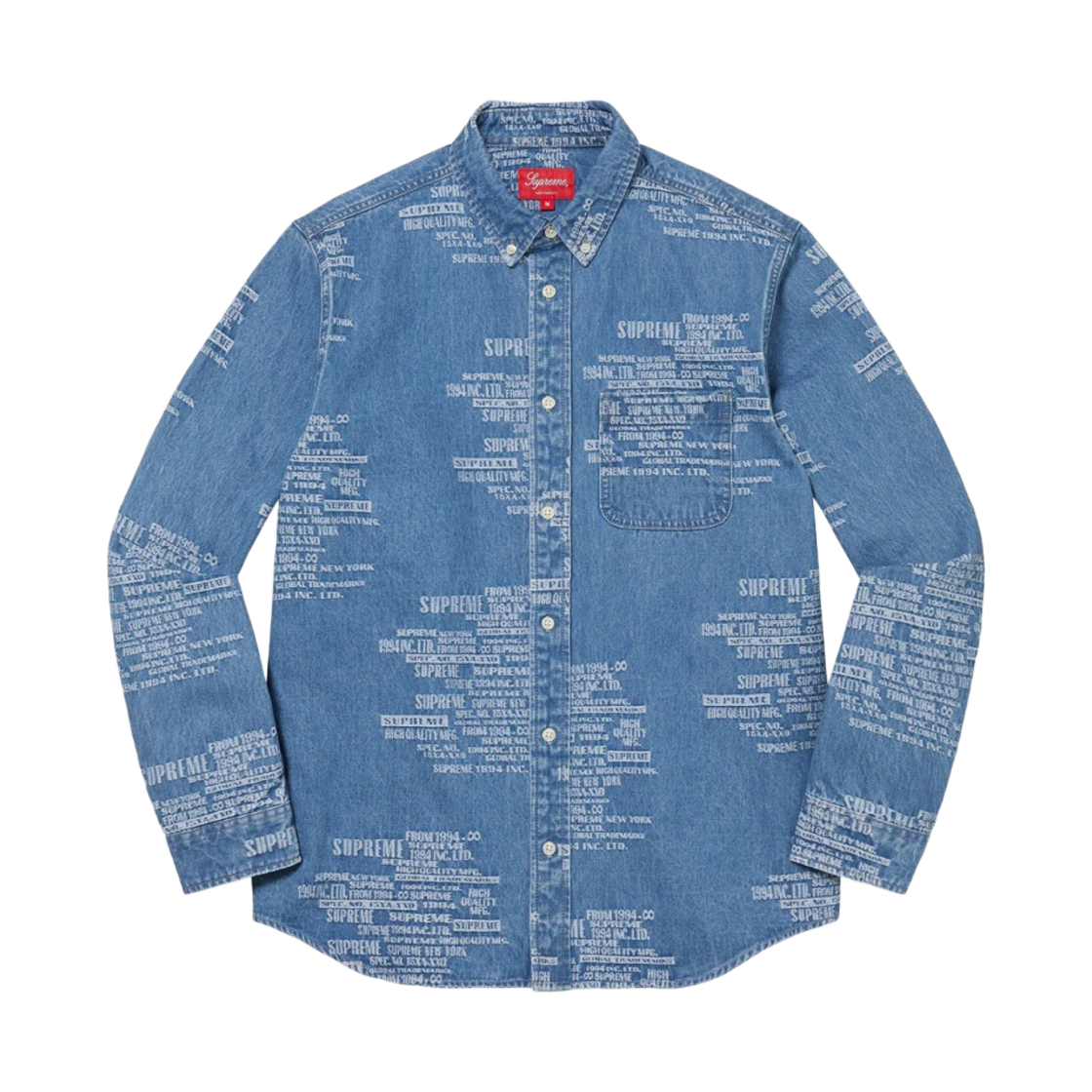 슈프림 트레이드마크 자카드 데님 셔츠 워시드 블루 - 23SS