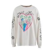Saint Mxxxxxx Pink Heart LS T-shirt White - 24SS