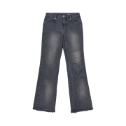 Sllow Garments Dyed Star Embroidery Denim Pants Black