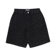 BAPE College Monogram Relaxed Fit 13 oz. Denim Shorts Black