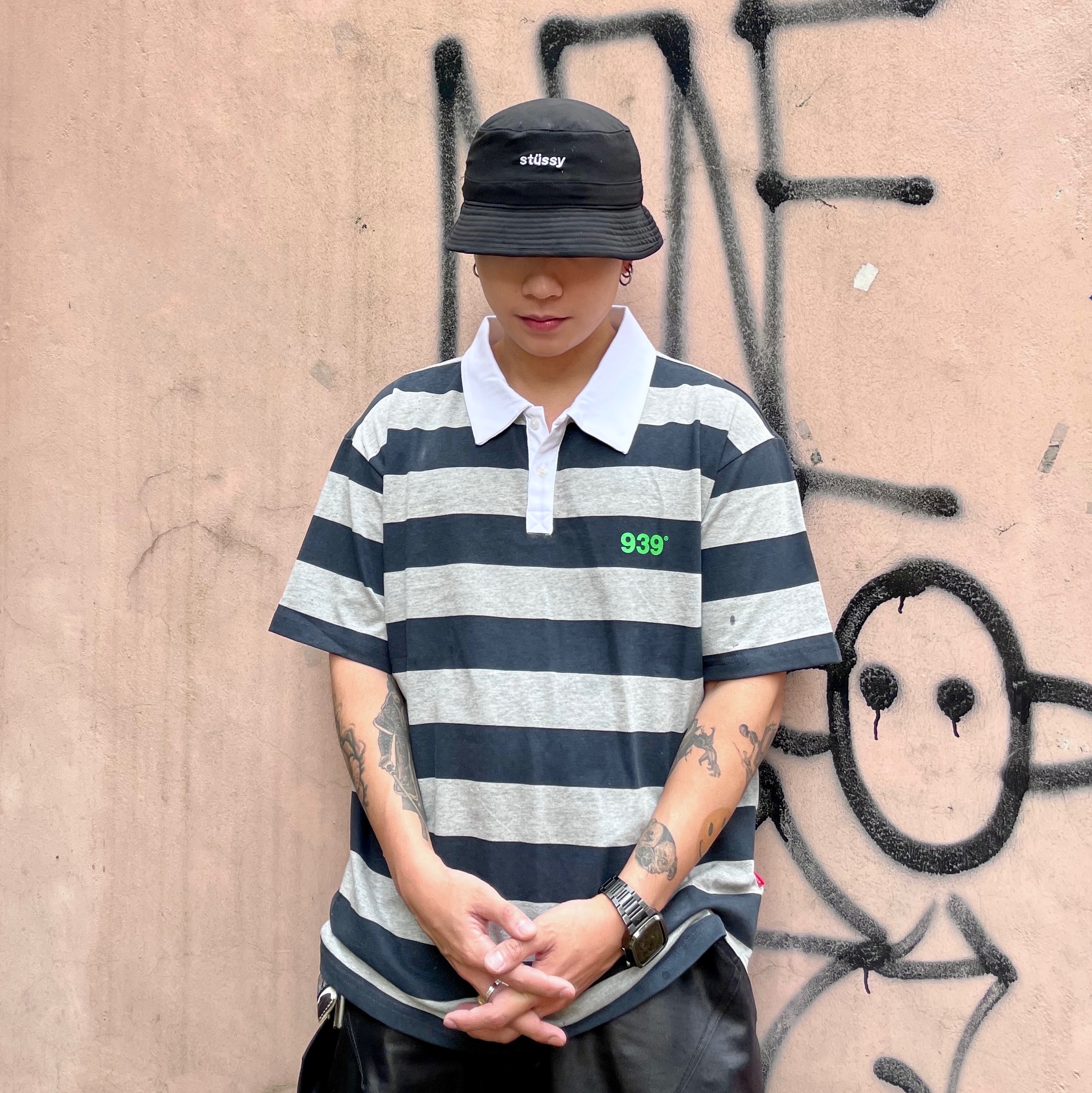 Farfromwhat Far Layered Work Pants Coated Black 착용 스타일 - 2