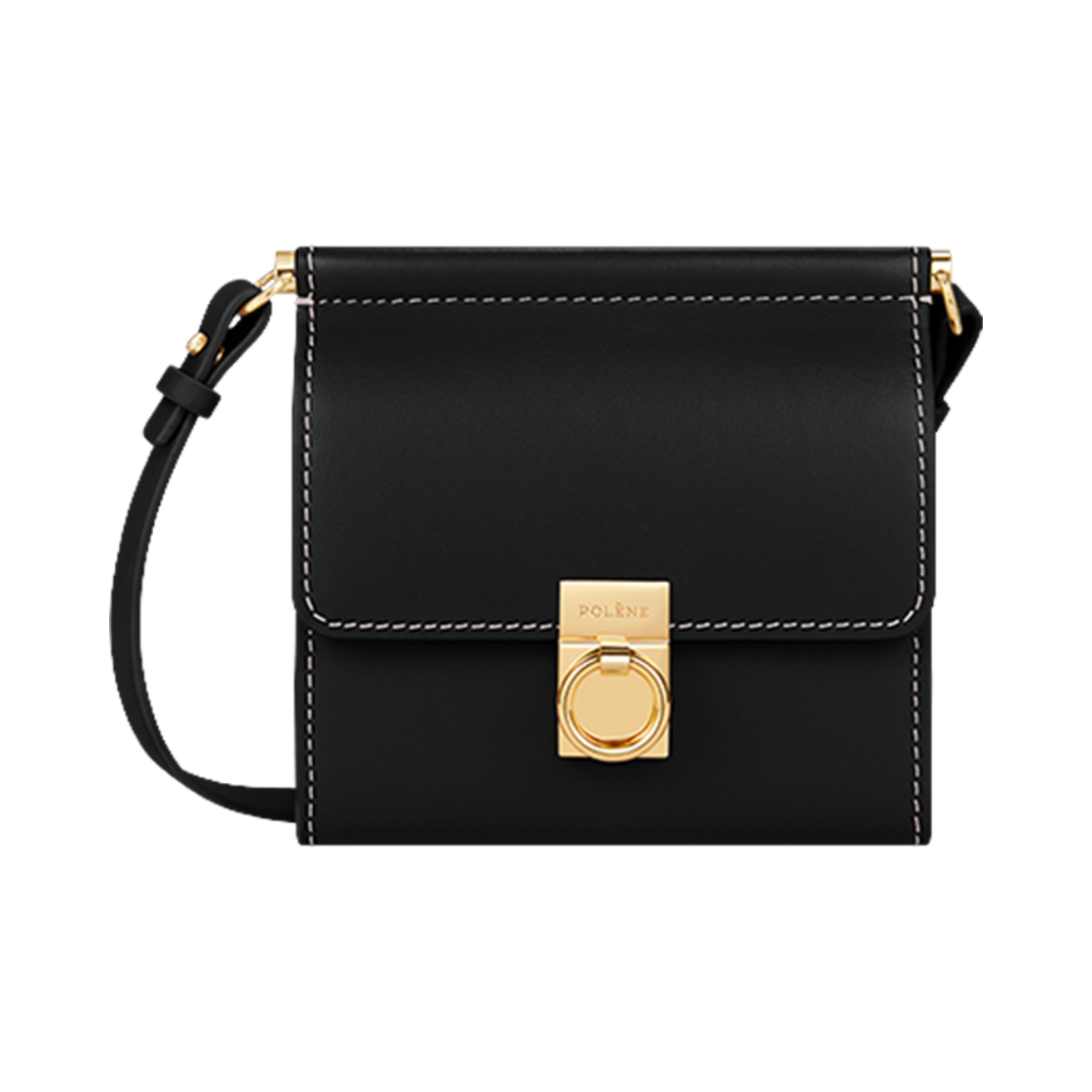 BWA0021MLIBK701 Polene Numero Sept Crossbody Wallet Smooth Black