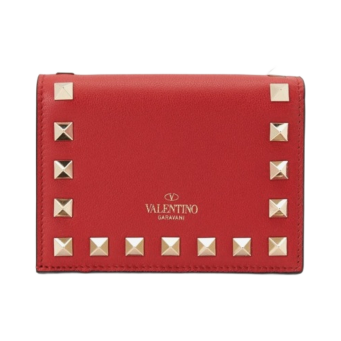 발렌티노 락스터드 카프스킨 스몰 지갑 루즈 퓌르(Valentino Rockstud Calfskin Small Wallet Rouge Pur)
