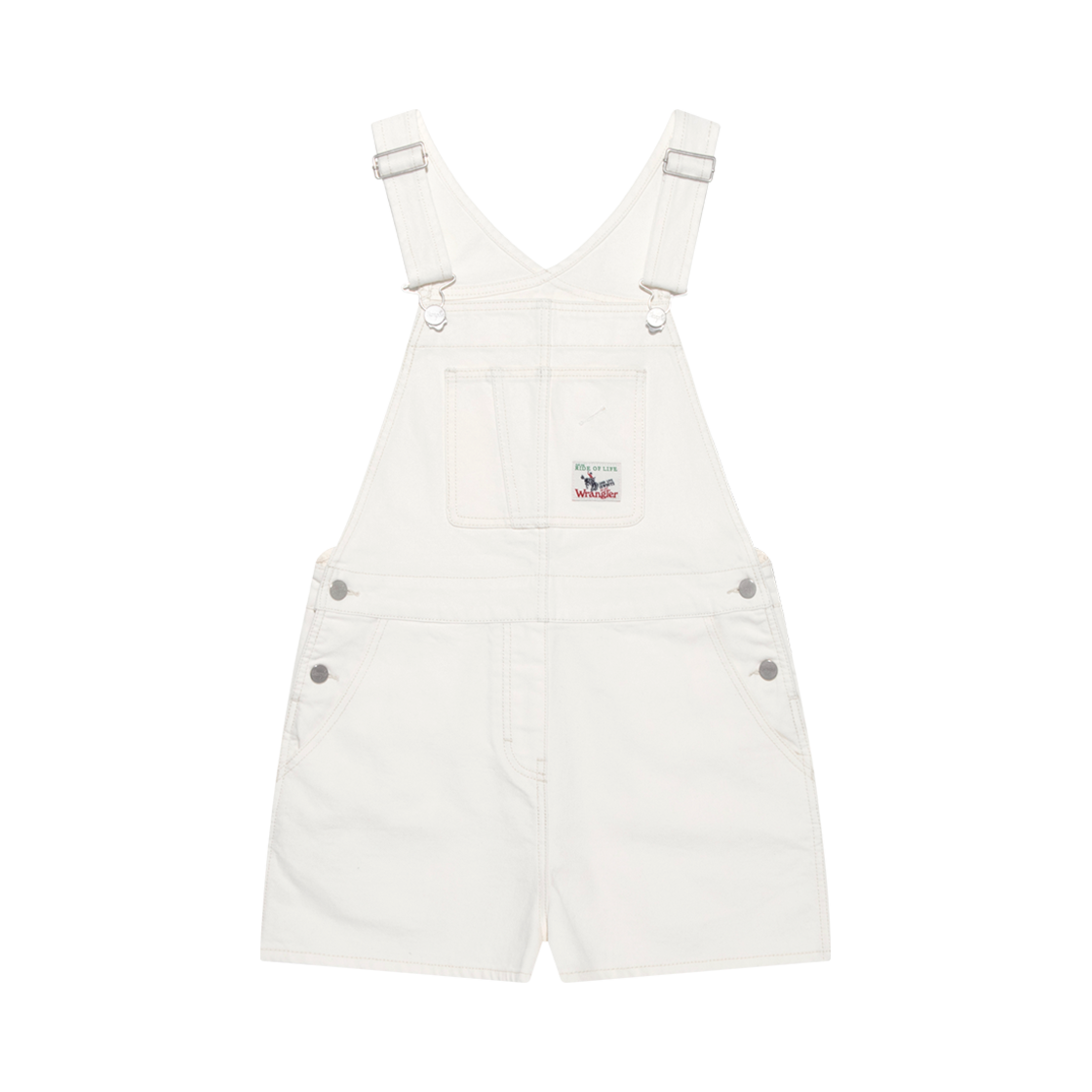 랭글러 (W) 미니 핏 데님 쇼츠 오버롤 아이보리(Wrangler (W) Mini Fit Denim Shorts Overalls Ivory)