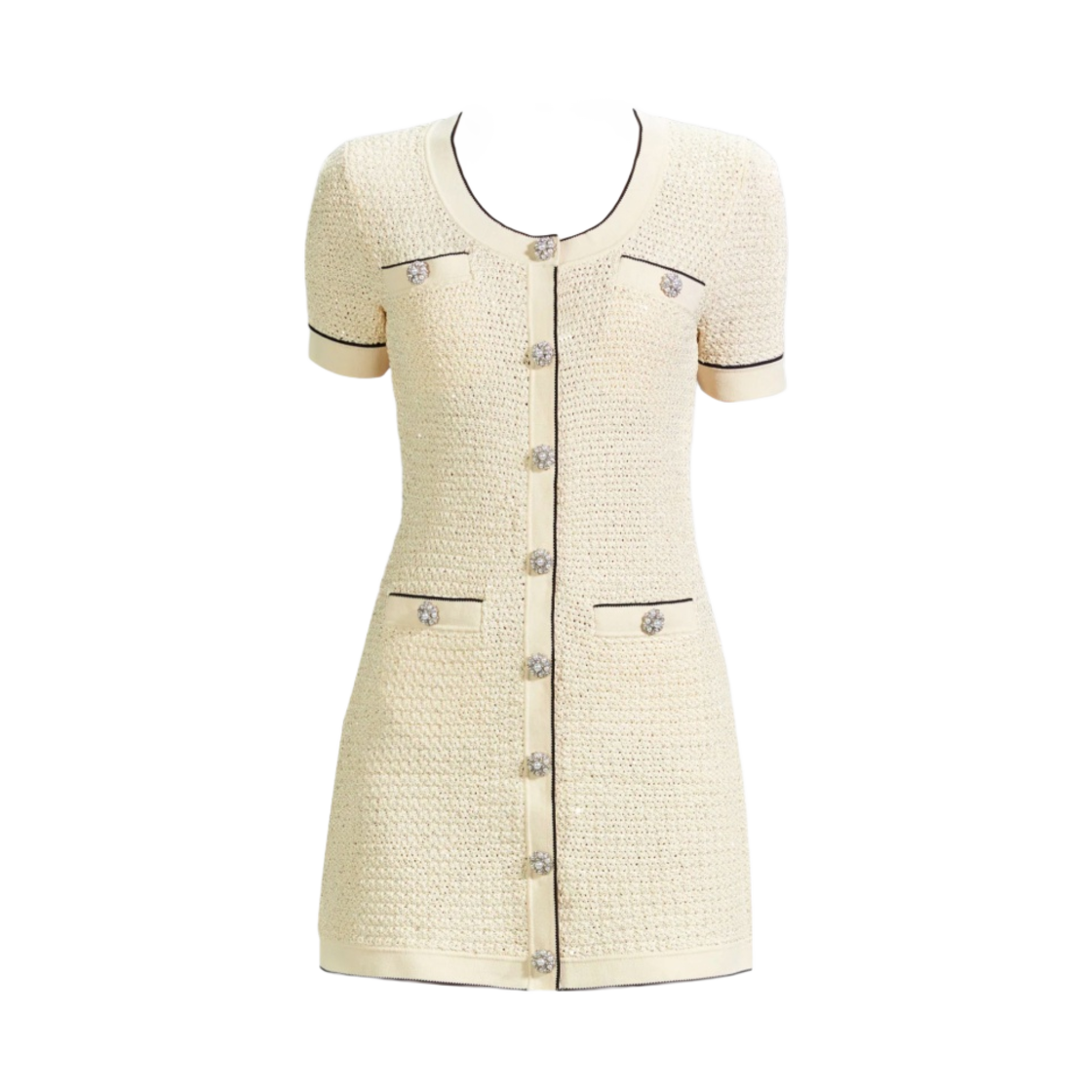 (W) 셀프 포트레이트 부클 테일러 미니 드레스 크림((W) Self Portrait Boucle Tailored Mini Dress Cream) - 1