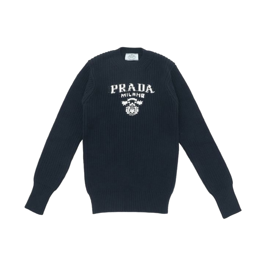 (W) 프라다 코튼 크루넥 스웨터 네이비((W) Prada Cotton Crewneck Sweater Navy) - 1