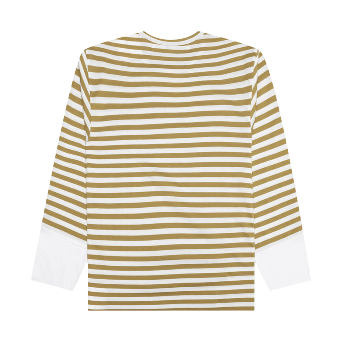 플레이 꼼데가르송 리틀 레드 하트 스트라이프 롱슬리브 티셔츠 머스타드 화이트(Play Comme des Garcons Little Red Heart Striped LS T-Shirt Mustard White) - 2