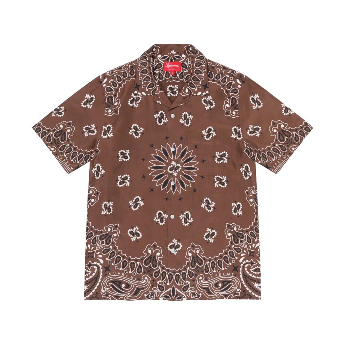- Supreme Bandana Silk S/S Shirt Brown - 21SS - 대표 이미지 #1