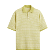 Zara Geometric Jacquard Knit Polo Shirt Washed Green