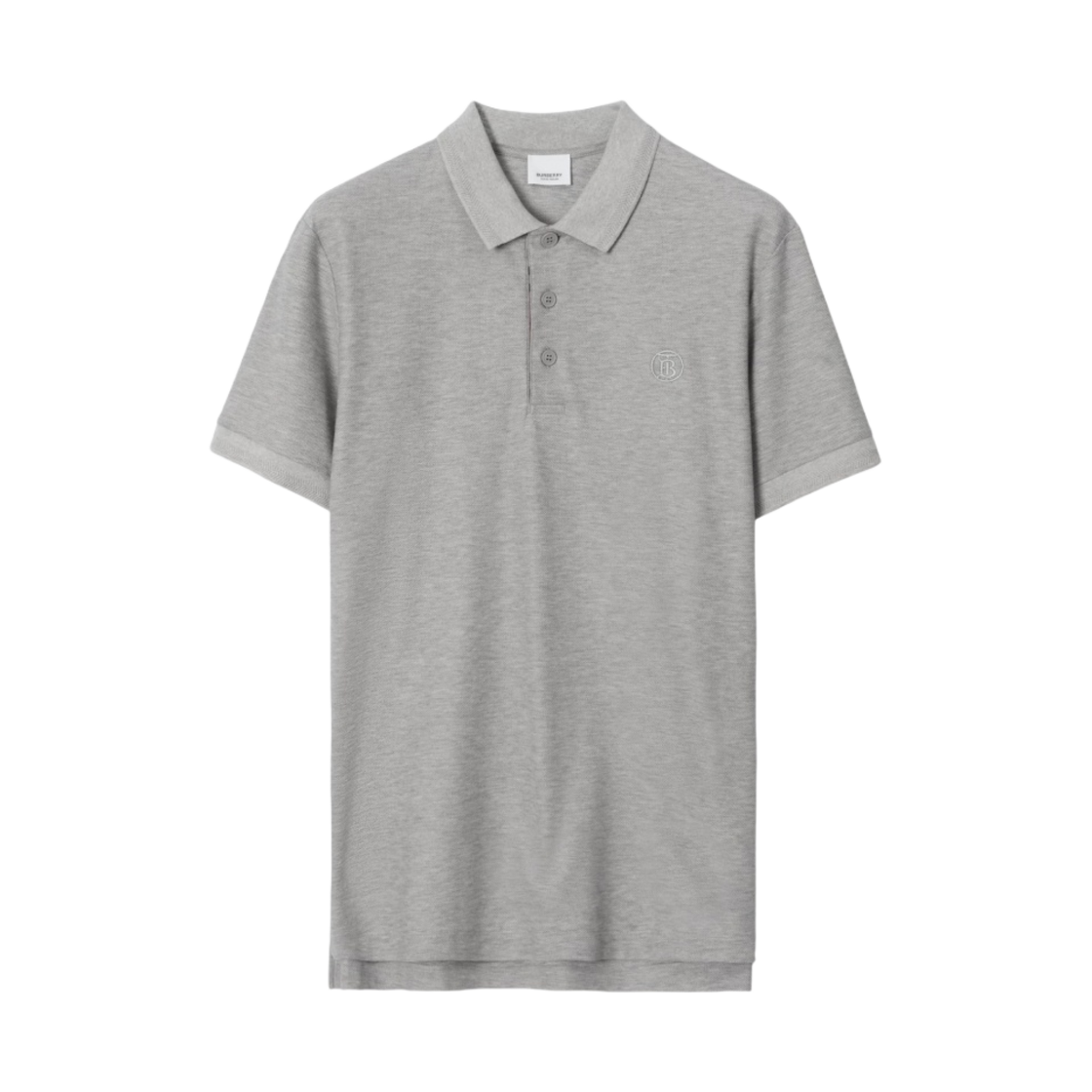 8052966 Burberry Monogram Motif Cotton Pique Polo Shirt Pale Grey Melange