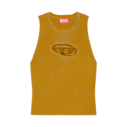 (W) Diesel M-Onerva-Top Cut-Out Knit Top with Logo Plaque Olive Green