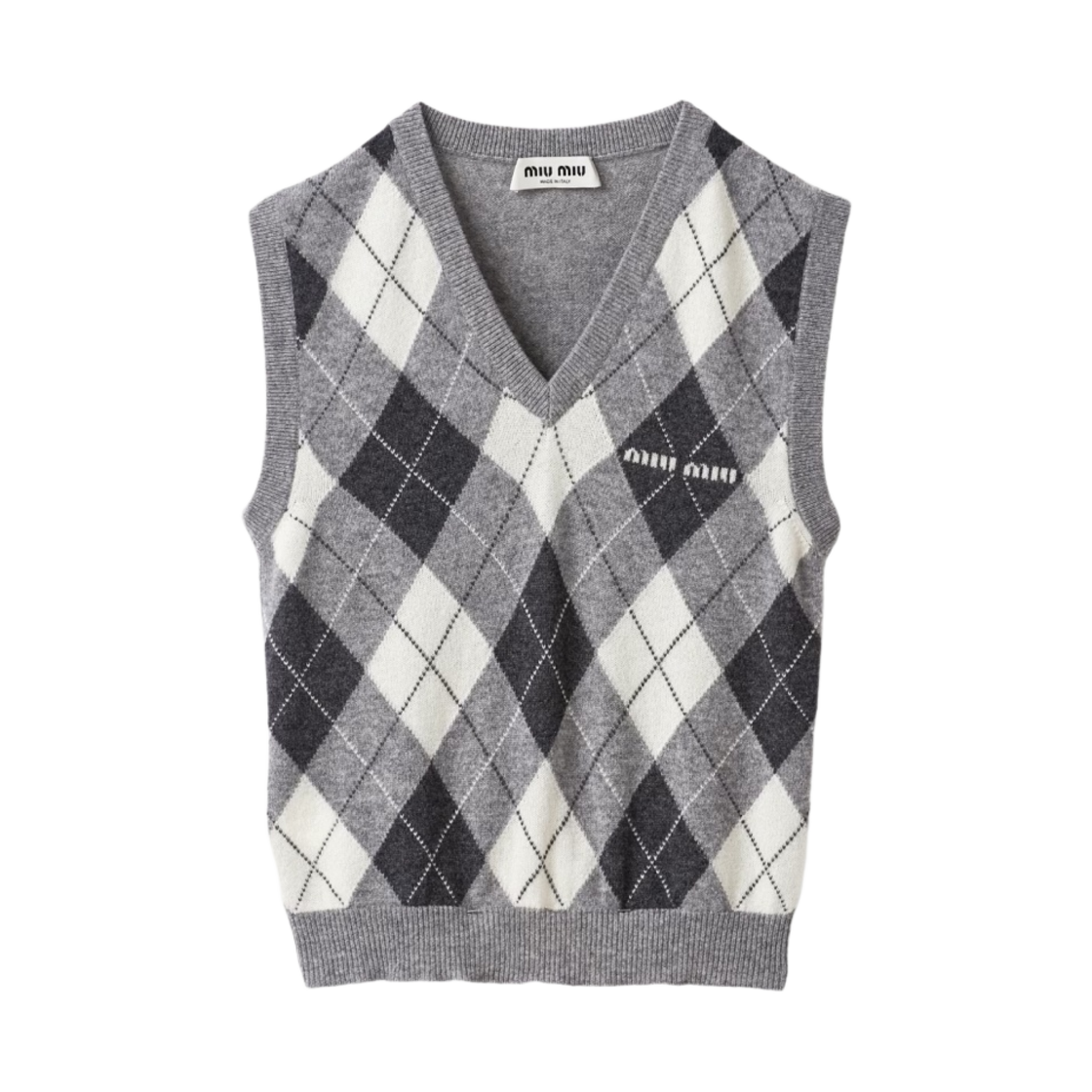 (W) 미우 미우 캐시미어 니트 베스트 마블 그레이((W) Miu Miu Cashmere Knit Vest Marble Grey) - 1