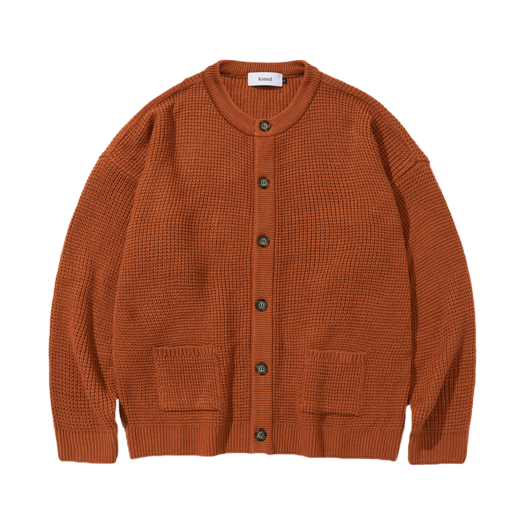 K24AWUCD06CIN Knitted Anti - Pilling Volume Waffle Cardigan Cinnamon