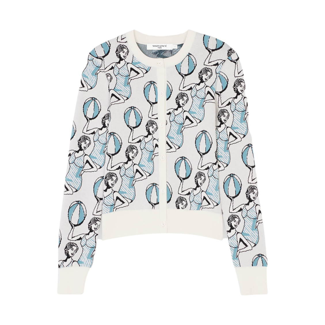 (W) 메종 키츠네 댄싱 걸 피티드 가디건 멀티코 디자인((W) Maison Kitsune Dancing Girls Fitted Cardigan Multico Design) - 1